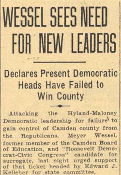 Camden Courier-Post, May 4, 1934, Wessel Sees Need for New Leaders, part 1
