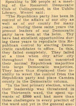 Camden Courier-Post, May 4, 1934, Wessel Sees Need for New Leaders, part 2