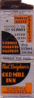 Old Mill Inn matchbook cover front