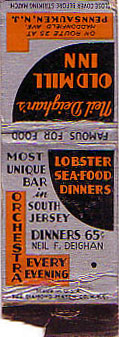 Old Mill Inn matchbook cover alternate front