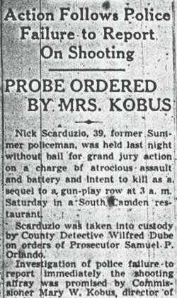 Scarduzio Jailed by Orlando After Gun Play in Restaurant — Camden Courier-Post, January 24, 1940