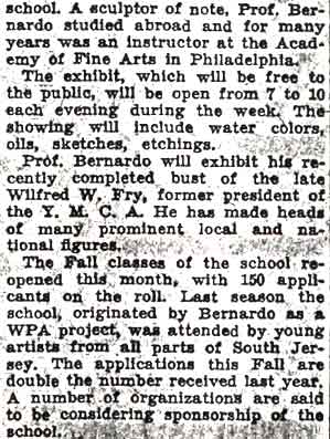 Camden Courier-Post, October 5, 1936, Art School at Y Will Hold Exhibit, page 2
