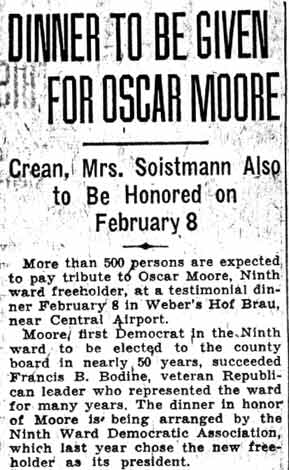 Camden Courier-Post, January 22, 1938, Dinner to Be Given for Oscar Moore