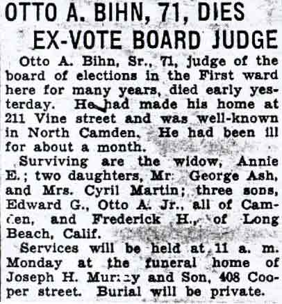 Obituary for Otto A. Bihn Sr.