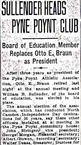 Sullender Heads Pyne Poynt Club, Camden Courier-Post, October 8, 1936