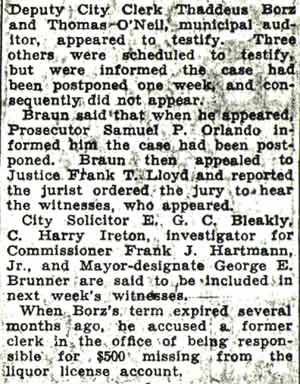 Grand Jury Hears Braun, Borz, O'Neil continued — Camden Courier-Post, October 16, 1936