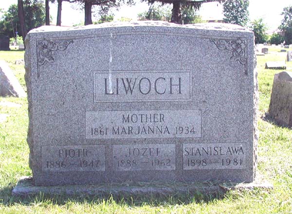 Peter Liwoch gravestone at New Calvary Cemetery