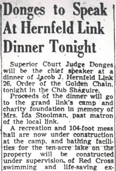 Camden Courier-Post, March 23, 1950 — Donges to Speak at Hernfeld Link Dinner Tonight