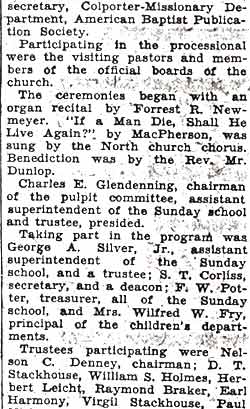Baptists Install Rev. Walter Dunlop — Camden Courier-Post, October 3, 1936, column 2