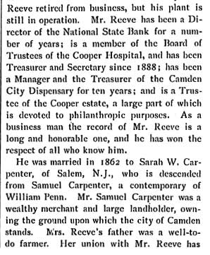 Biographical Review of Camden and Burlington Counties — Richard H. Reeve, page 4
