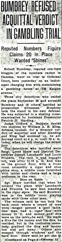 Bumbrey Refused Acquittal Verdict in Gambling Trial — Camden Courier-Post, January 12, 1938