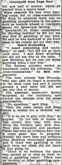 Bumbrey Refused Acquittal Verdict in Gambling Trial — Camden Courier-Post, January 12, 1938 (continued)