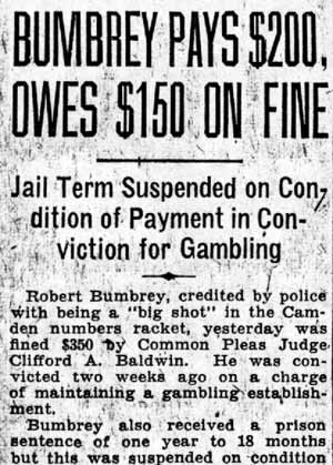 Bumbrey Pays $200, Owes $150 on Fine — Camden Courier-Post, January 27, 1938