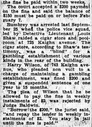 Bumbrey Pays $200, Owes $150 on Fine — Camden Courier-Post, January 27, 1938 (continued)