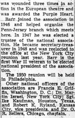 Camden Courier-Post, July 13, 1950 — Robert C. Barr Named President Of 2d Division (page 2)