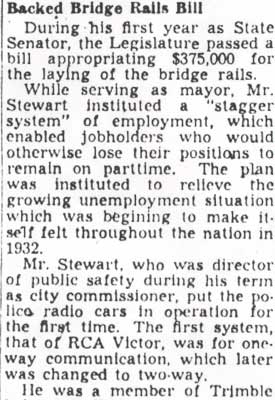Roy R. Stewart obituary continued — Backed Bridge Rails Bill