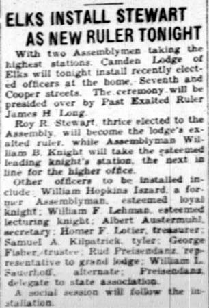 Camden Courier-Post photo of Elks members, April 4, 1928