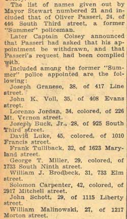 19 Temporary Cops Sworn In by Mayor, May 10, 1934 (part 2)