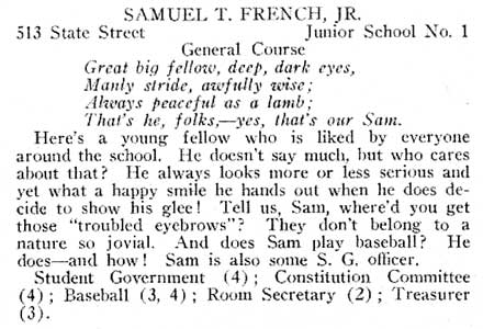 Samuel J.T. French Jr., Camden High School 1928 yearbook