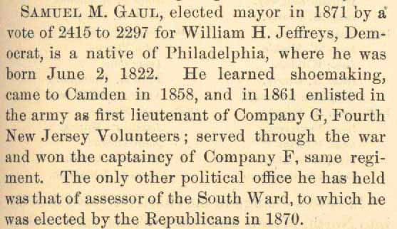 Samuel M. Gaul profile, History of Camden County by George Reeser Prowell, 1886