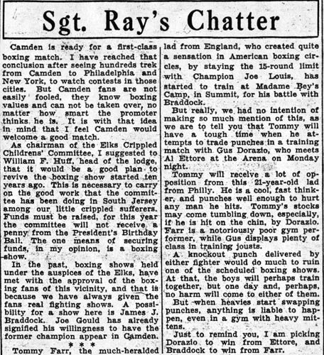 Sgt. Ray's Chatter January 6, 1938