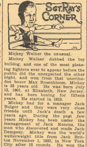 Sgt. Ray's Corner May 11, 1934 (part 1)