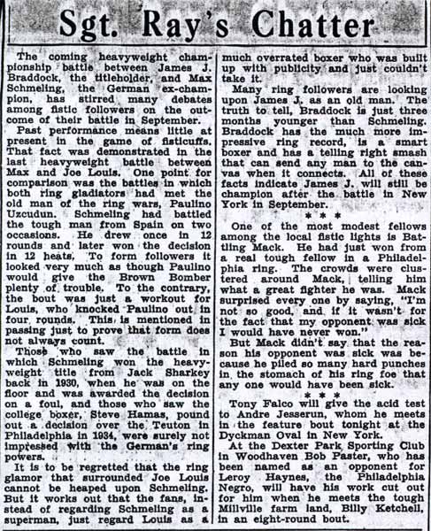 Sgt. Ray's Chatter August 3, 1936