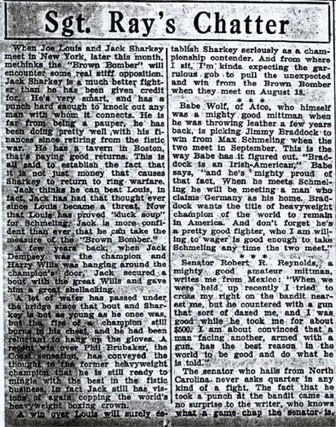 Sgt. Ray's Chatter August 4, 1936