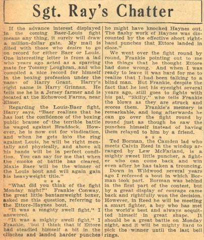 Sgt. Ray's Chatter, August 16, 1935