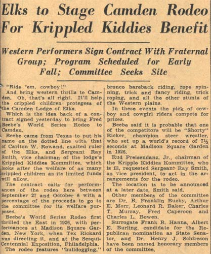 Elks to Stage Camden Rodeo, August 23, 1935