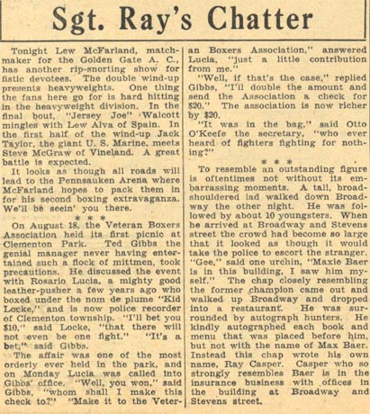 Sgt. Ray's Chatter August 26, 1935