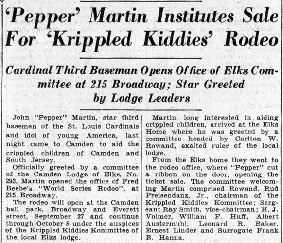 Pepper Martin and Elks Krippled Kiddies Rodeo (part 2)