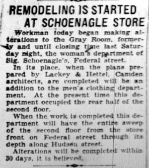 Sig Schoenagle, Camden Courier-Post, January 30, 1928