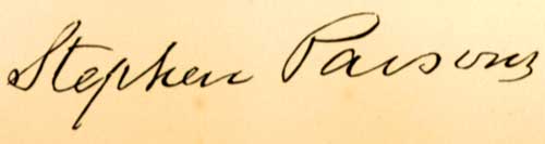 Signature of Stephen Parsons, 1886