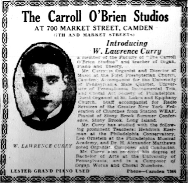 The Carroll O'Brien Studios — Introducing W. Lawrence Curry, February 1928