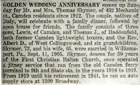 Golden Wedding Anniversary article, Camden Courier-Post September 1955