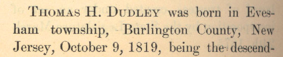 History of Camden County 1886, page on Thomas H. Dudley — opening passage