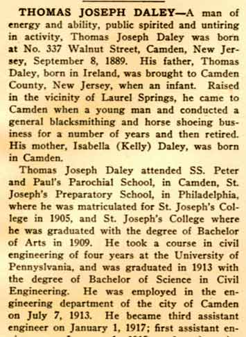 South Jersey: A History 1624–1924, Thomas J. Daley biography, part 1