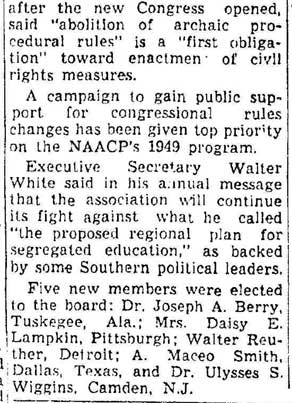 Berkshire Evening Eagle, January 4, 1949 — Dr. Ulysses S. Wiggins elected to NAACP Board, image 2