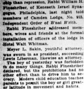 Camden Courier-Post, January 9, 1928, B'nai B'rith installation, part 2