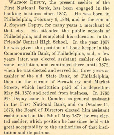 Watson Depuy — The History of Camden County, New Jersey (George Reeser Prowell, 1886)