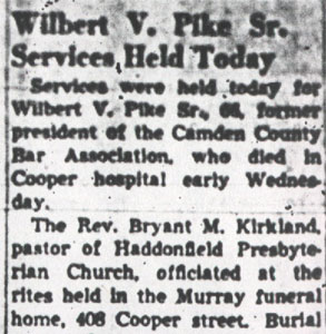 Camden Courier-Post, July 13, 1950 — Wilbert V. Pike Sr. Services Held Today, part 1