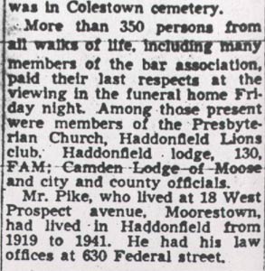 Camden Courier-Post, July 13, 1950 — Wilbert V. Pike Sr. Services Held Today, part 2
