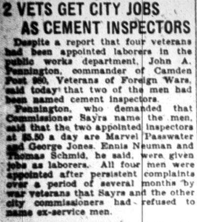 William D. Sayrs, Camden Courier-Post, April 2, 1928