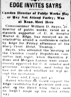 William D. Sayrs Jr., Camden Courier-Post, April 3, 1928