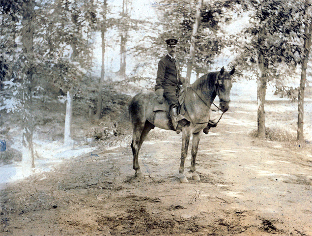Captain William E. Albert on patrol in Dudley Grange, early 1900s (second view)
