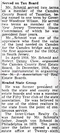 Camden Courier-Post, April 24, 1950 — William Schmid obituary, column 2