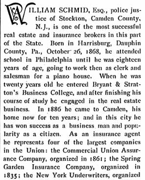 Biographical Review of New Jersey, 1897 — William Schmid, page 1