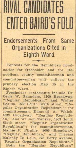 Camden Courier-Post, May 7, 1934 — Rival Candidates Enter Baird's Fold, panel 1
