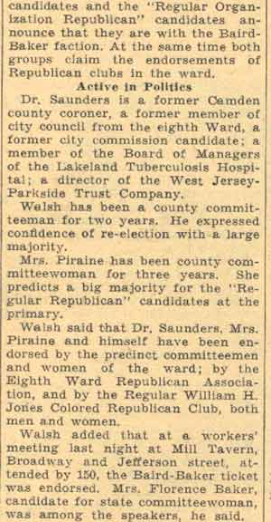 Camden Courier-Post, May 7, 1934 — Rival Candidates Enter Baird's Fold, panel 2